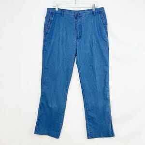 Men’s Blue Casual Pants Flat Front Straight Leg Lightweight Size 32